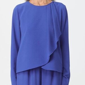 Emporio Armani Blue Draped Blouse Top
